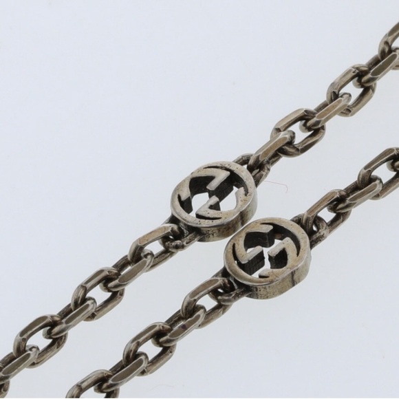 Authentic GUCCI Sterling Silver Interlocking G Heart Necklace - Enamel - Picture 6 of 7